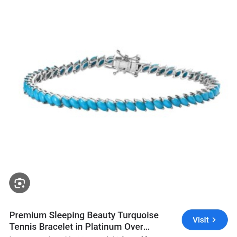 JTV SLEEPING BEAUTY  Turquoise Tennis Bracelet in Sterling Silver (7 1/2 Inches)